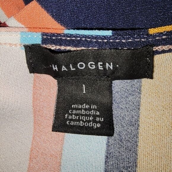 Halogen striped tie front faux wrap shirt top 1/1x - Picture 6 of 7